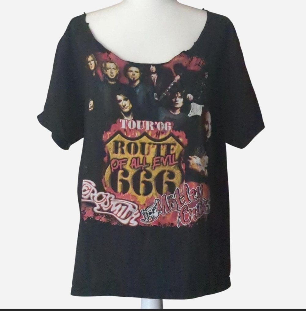 🎸 RARE VINTAGE 2006 Aerosmith x Mötley Crüe "Route of All Evil" Tour Tee XL